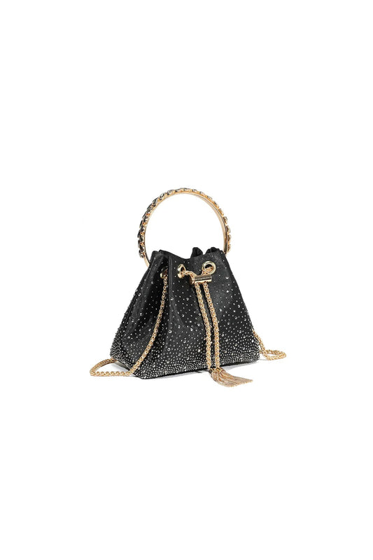 Black Embellished Top Handle Evening Bag-1