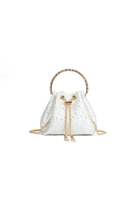 Ivory Embellished Top Handle Evening Bag-0