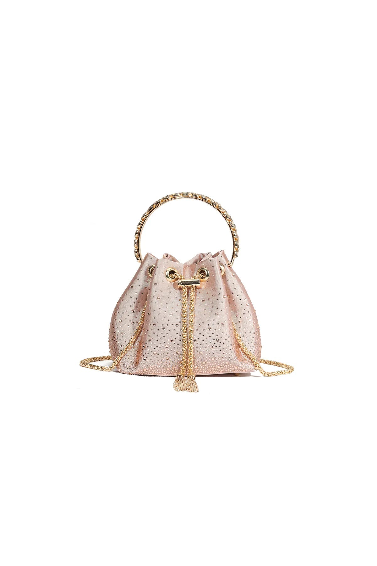 Rose Gold Embellished Top Handle Evening Bag-0