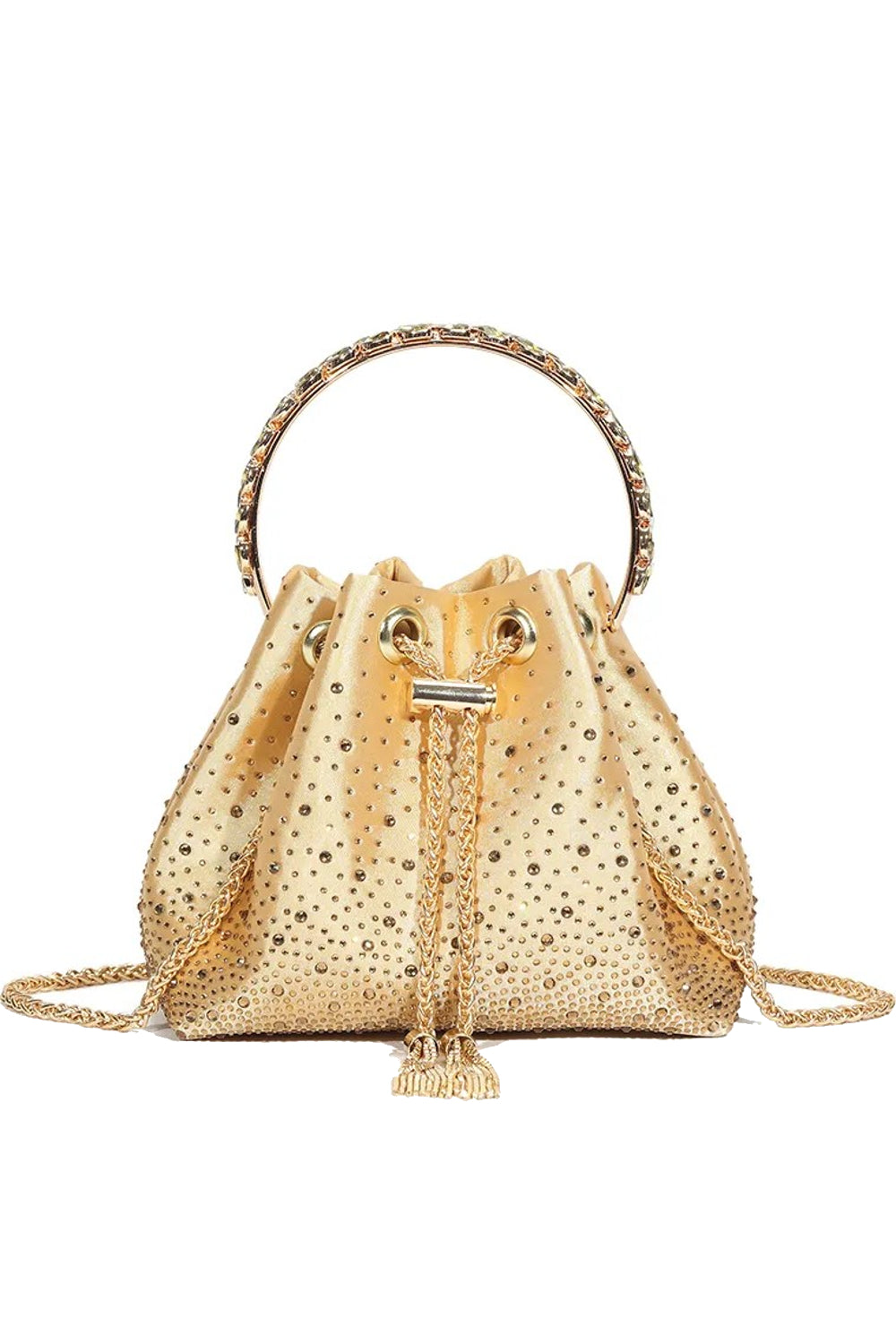 Gold Embellished Top Handle Evening Bag-2
