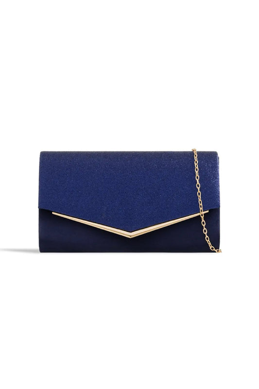 Navy Glitter Envelope Clutch Bag-0